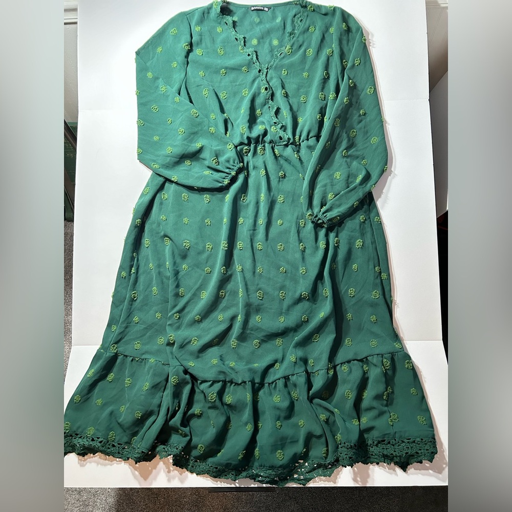 Vintage Bloom Chic Women’s‎ Size 14/16 Green Dress 1170
